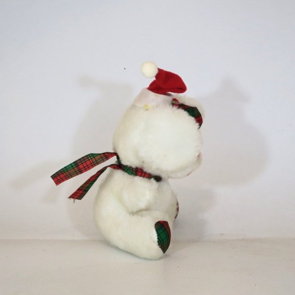 Fun World Plush Santa White Mouse Stuffed Animal Plaid Ornament Christmas - Picture 2 of 9